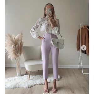 Zara Highrise Lavender High-Waisted Trousers Pants Size Small